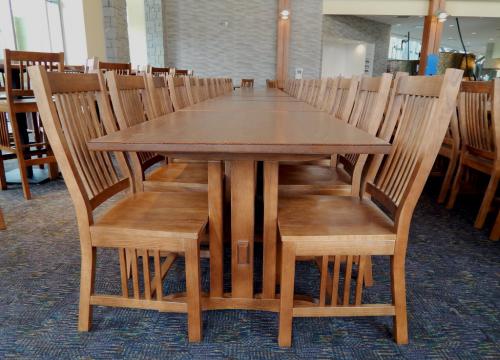 Mission Style Trestle Table- Dining Chairs Grouping